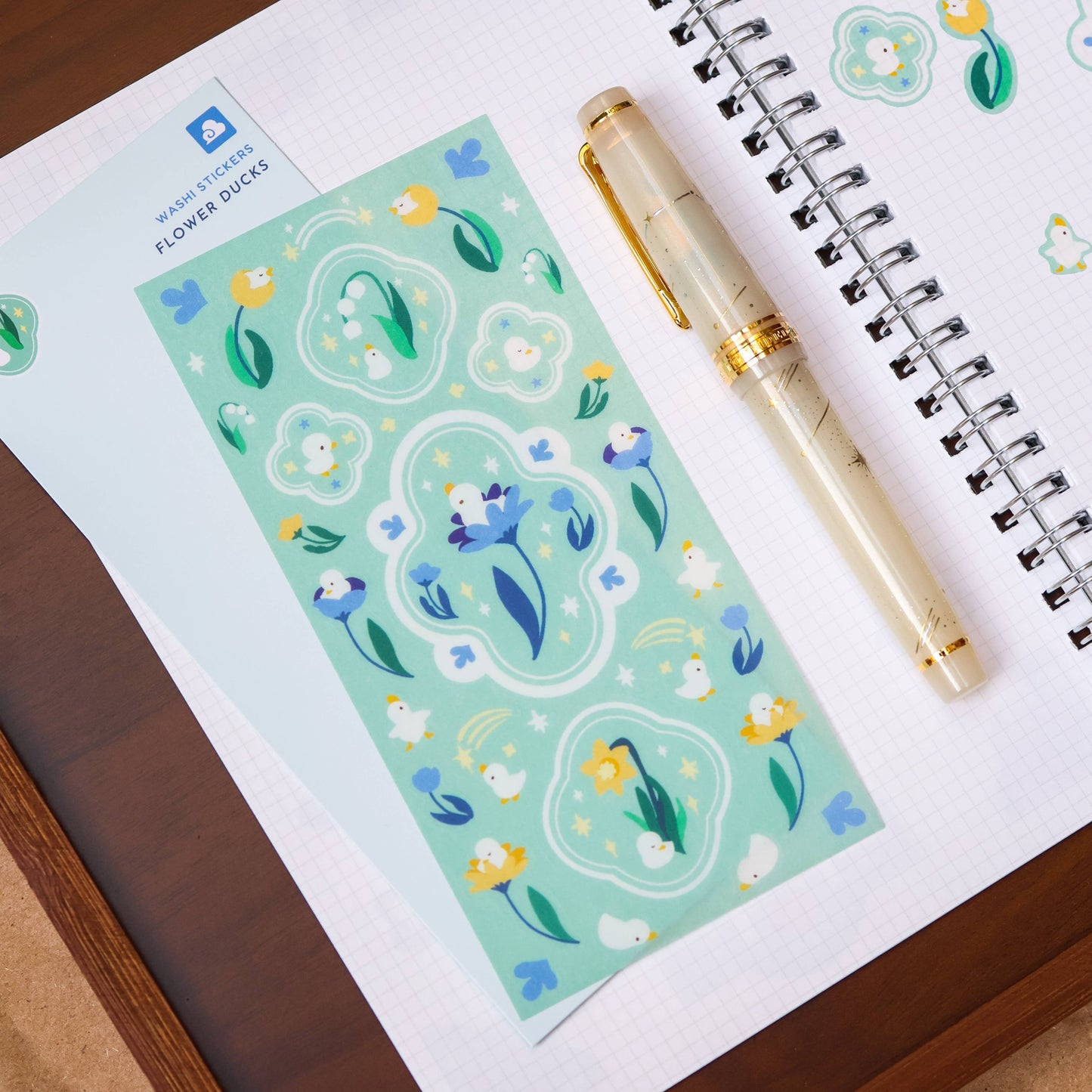 Sticker Sheet (Washi) - Flower Duck