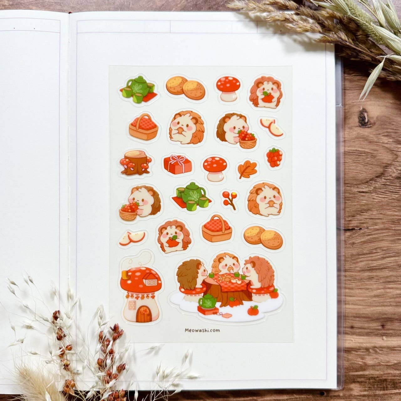 Hedgehog Tea Party Clear Sticker Sheet