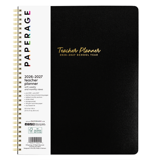 2026 - 2027 Teacher Planner with Weekly and Monthly Views