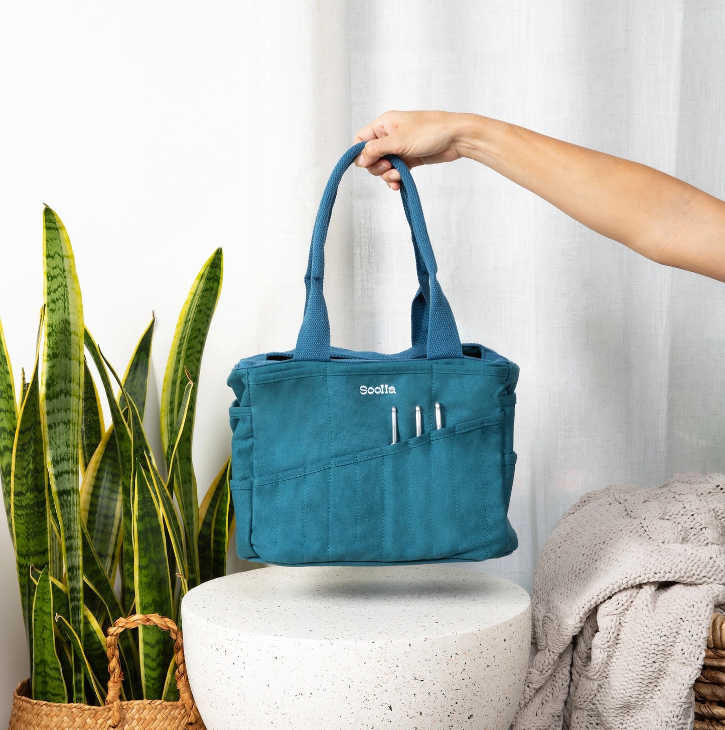 Soolla Studio Artist Bag, Aquamarine, Knitting Tote