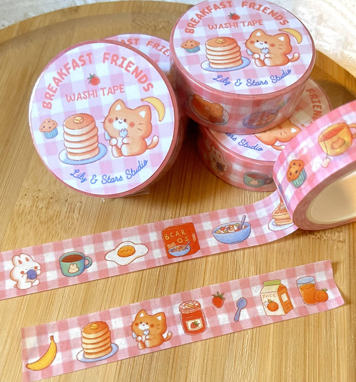 Breakfast Friends Washi Tape • Kawaii Planner Tape (15mm x 10m)