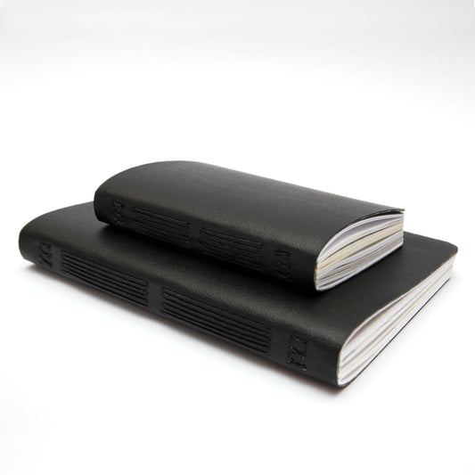 Black Handsewn Notebook with Assorted Paper