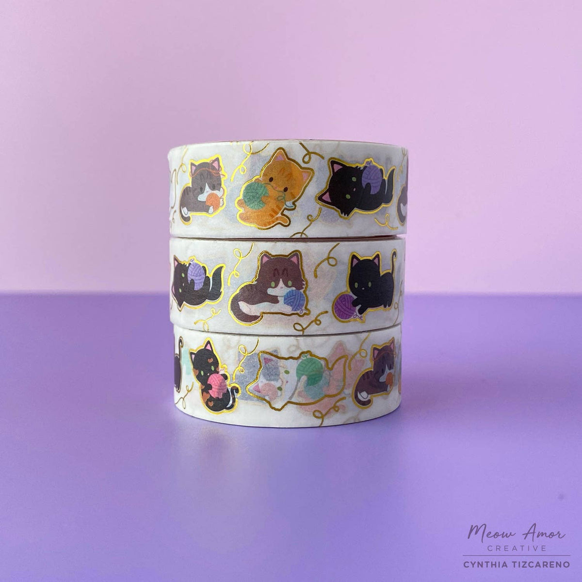 Yarn Cats Gold Foil Washi Tape