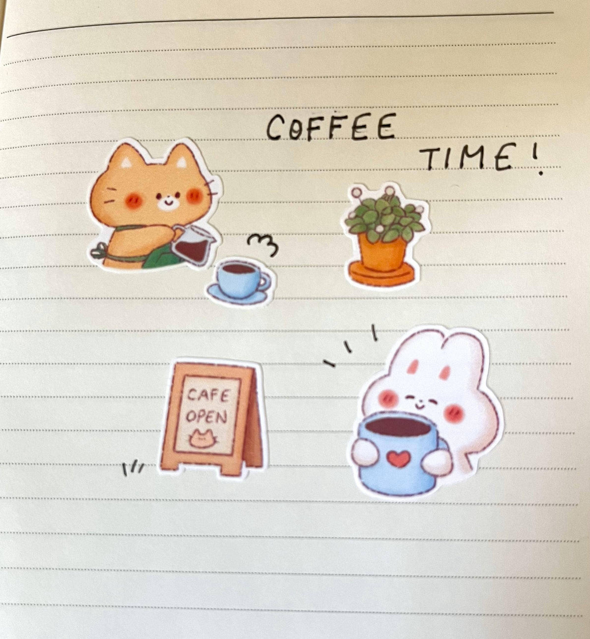 Coffee Friends Sticker Sheet • Kawaii Cafe • Matte Stickers
