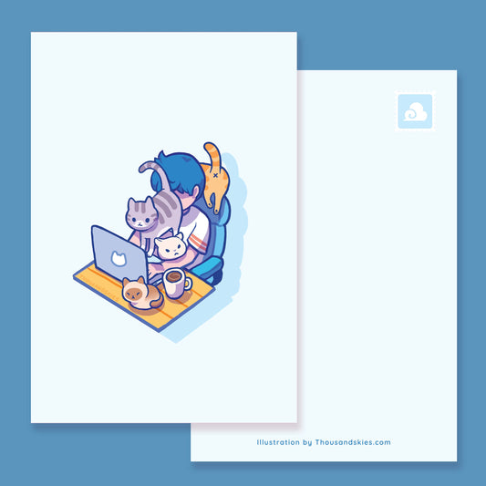Postcard Work from Home with Cats