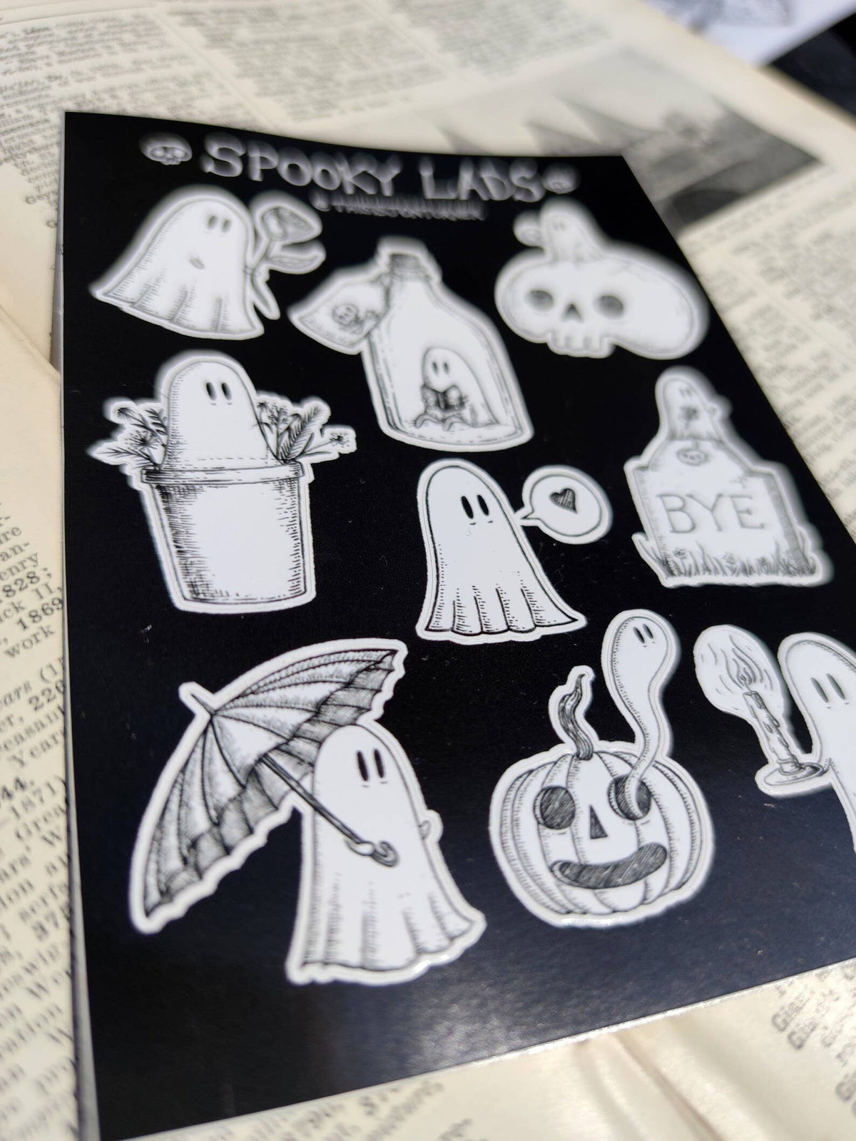 Spooky Lads Sticker Sheet - Ghost Stickers