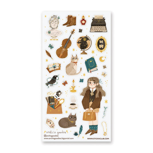 In My Study Sticker Sheet (Gold Foil Accents)