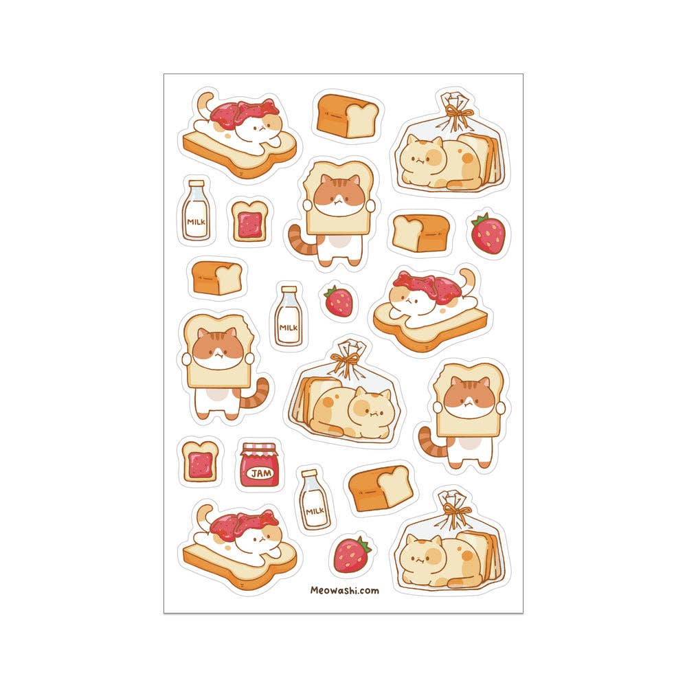 Cat and Toast Clear Sticker Sheet