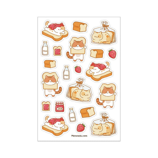 Cat and Toast Clear Sticker Sheet