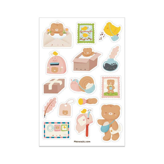 Bear Happy Mail Washi Sticker Sheet