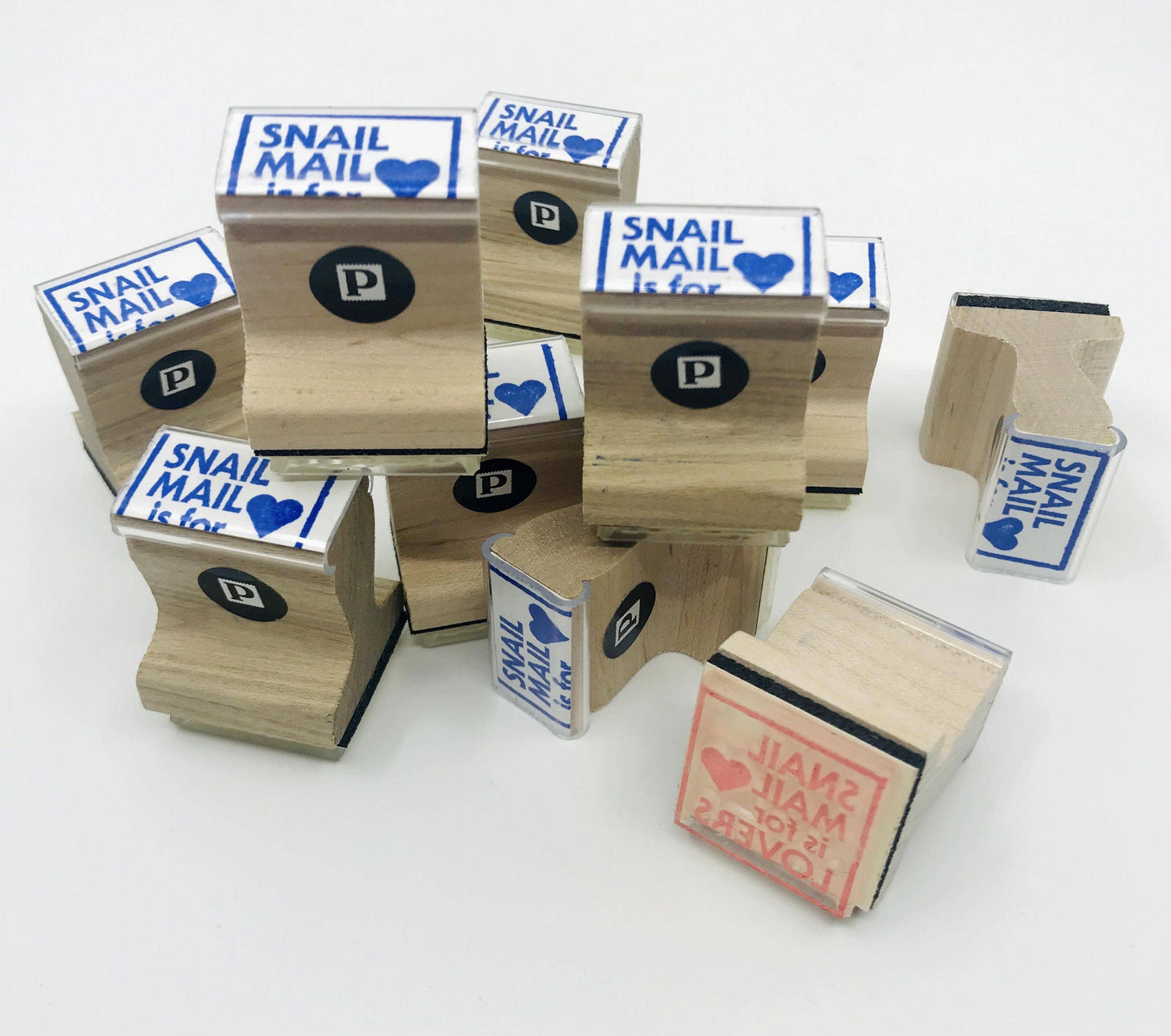 Snail Mail is for Lovers ❤️ Wooden Handle Rubber Stamp