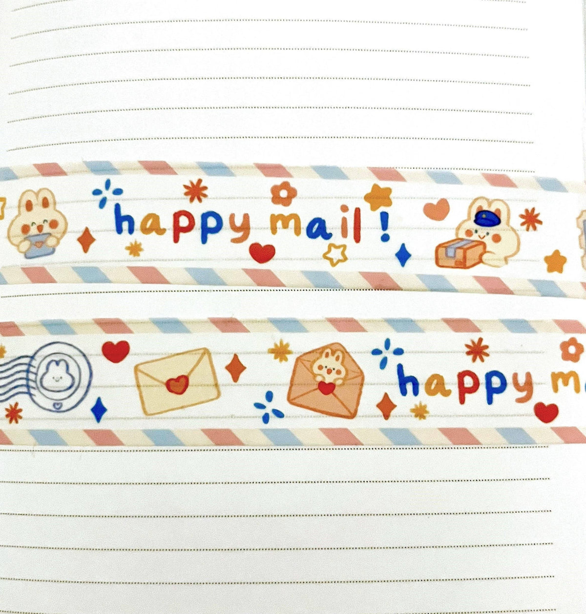 Happy Mail Washi Tape • Kawaii Bunny • Scrapbooking Tape (20mm x 10m)