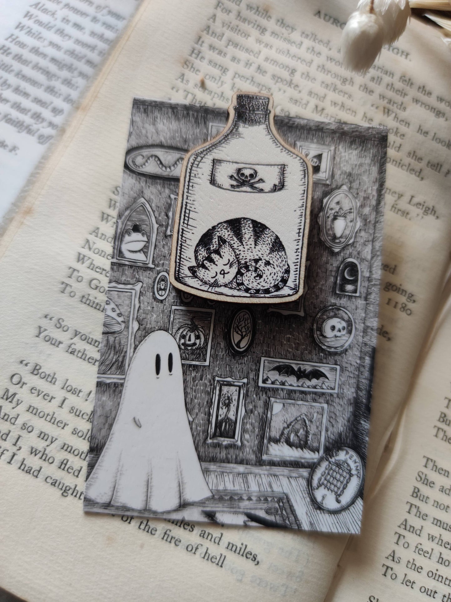 Poison Cat Wooden Pin Badge