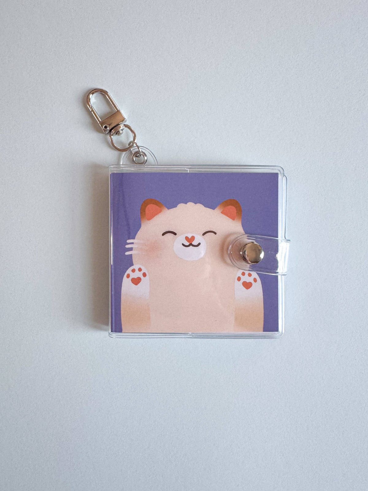 Mini Notebook Bag Charm Keychain - White Cat (Animal, Cute, Cat Lover)
