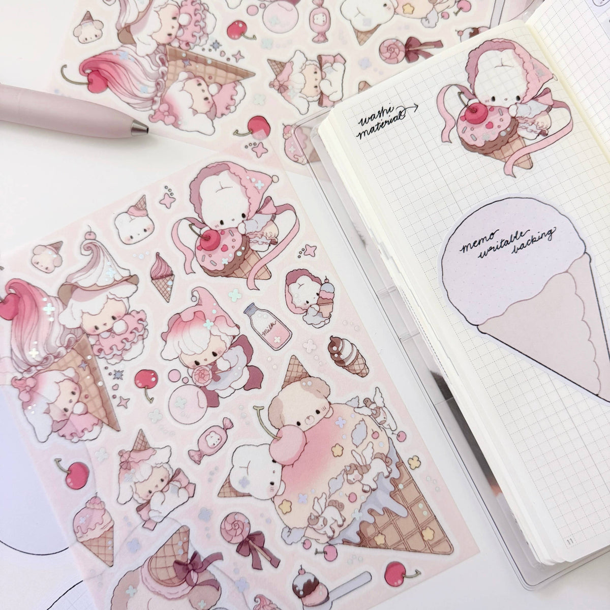 Milky Ice Cream: Large Washi Sticker Sheet