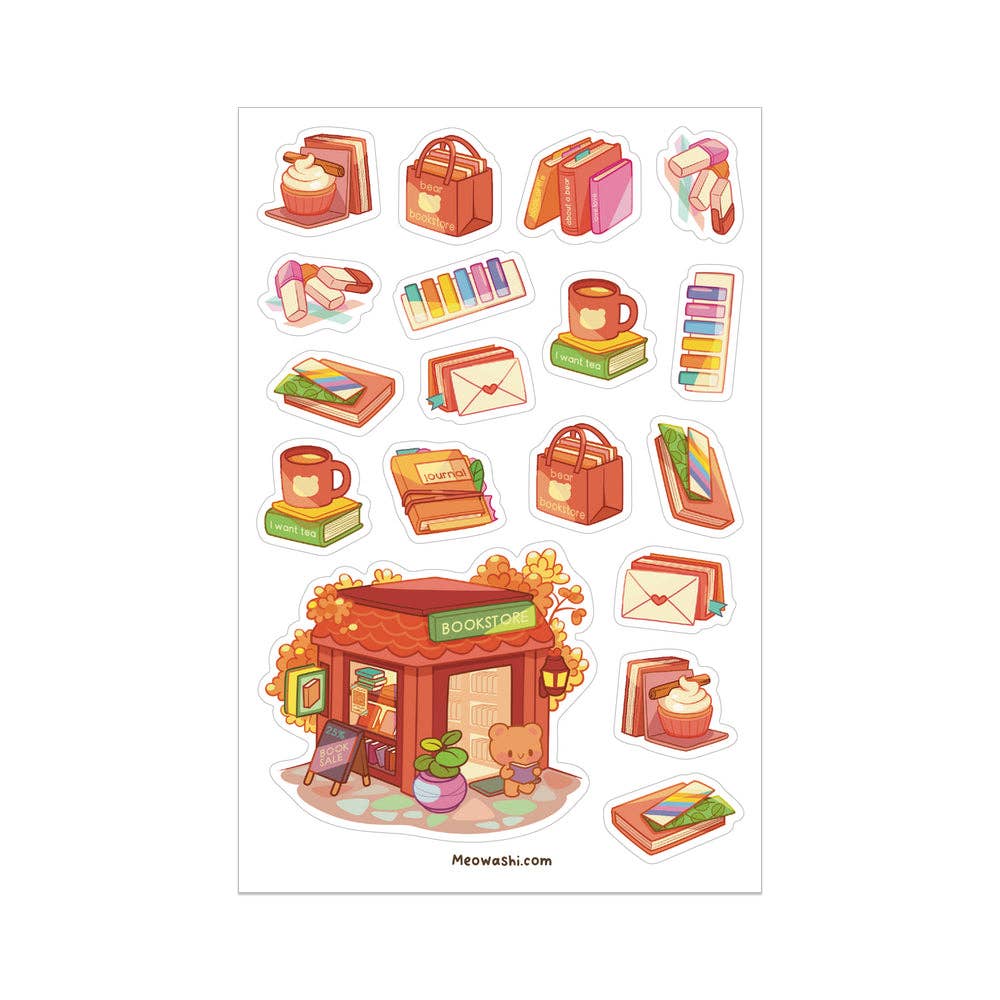 Autumn Book Store Clear Sticker Sheet
