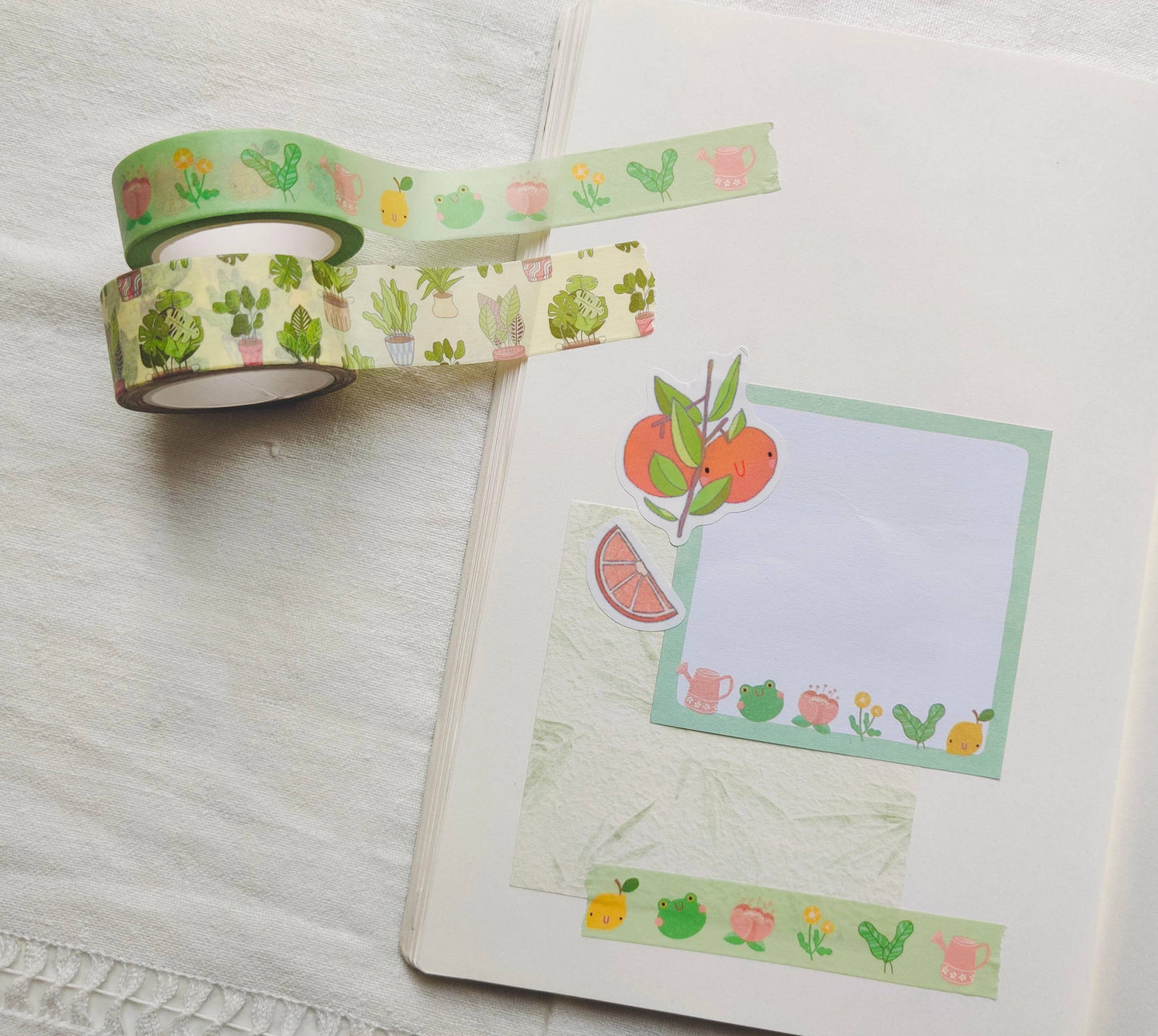 Plant Lover Washi Tape with Plants and Succulents in Pots