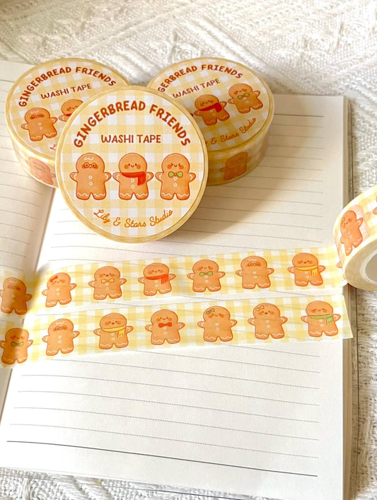 Gingerbread Cookies Washi Tape • Christmas Stationery • Planner Tape (15mm x 10m)