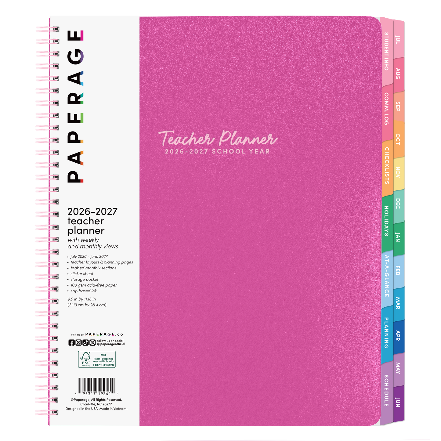 2026 - 2027 Teacher Planner with Weekly and Monthly Views