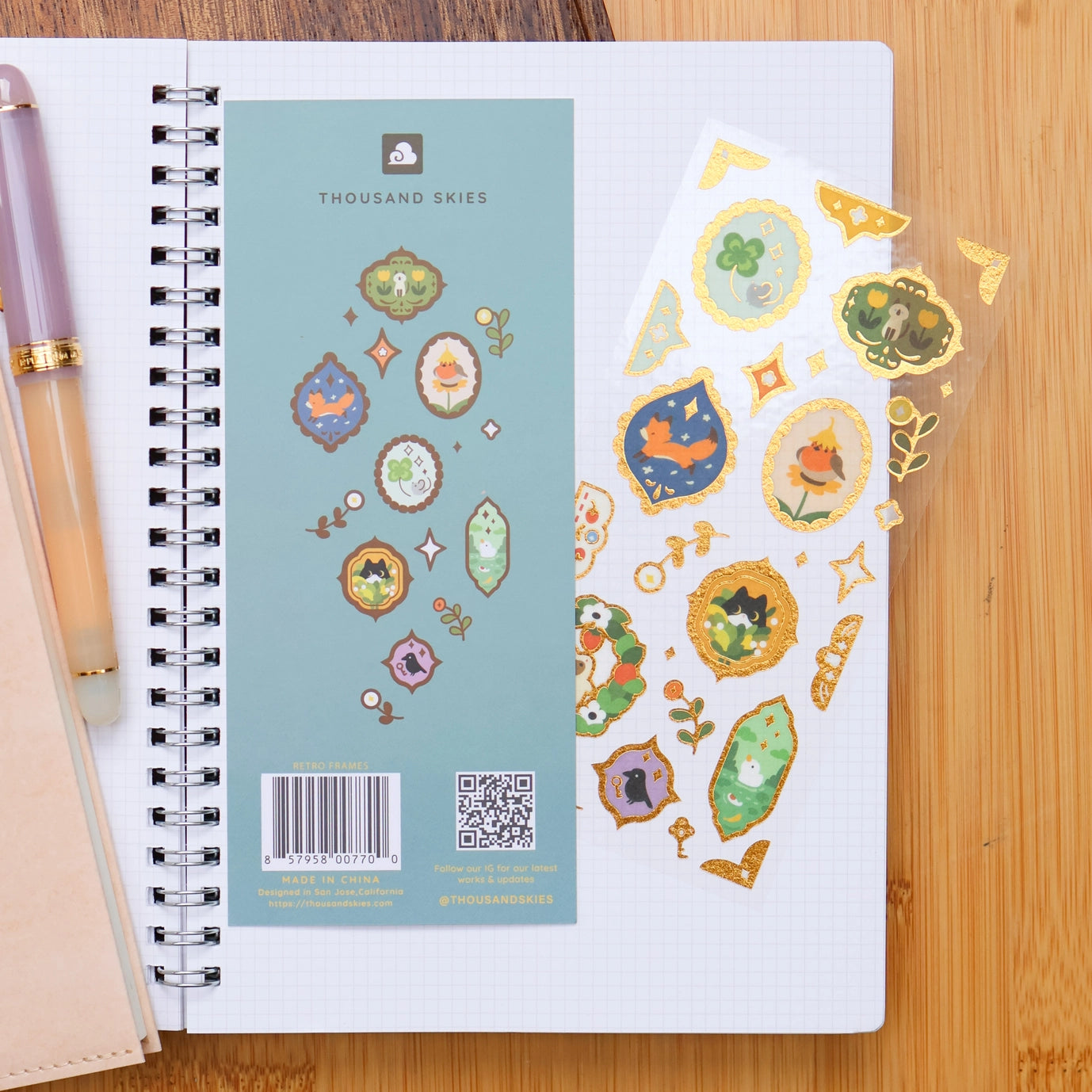 Retro Frames (Gold Foil) - Sticker Sheet (Washi)