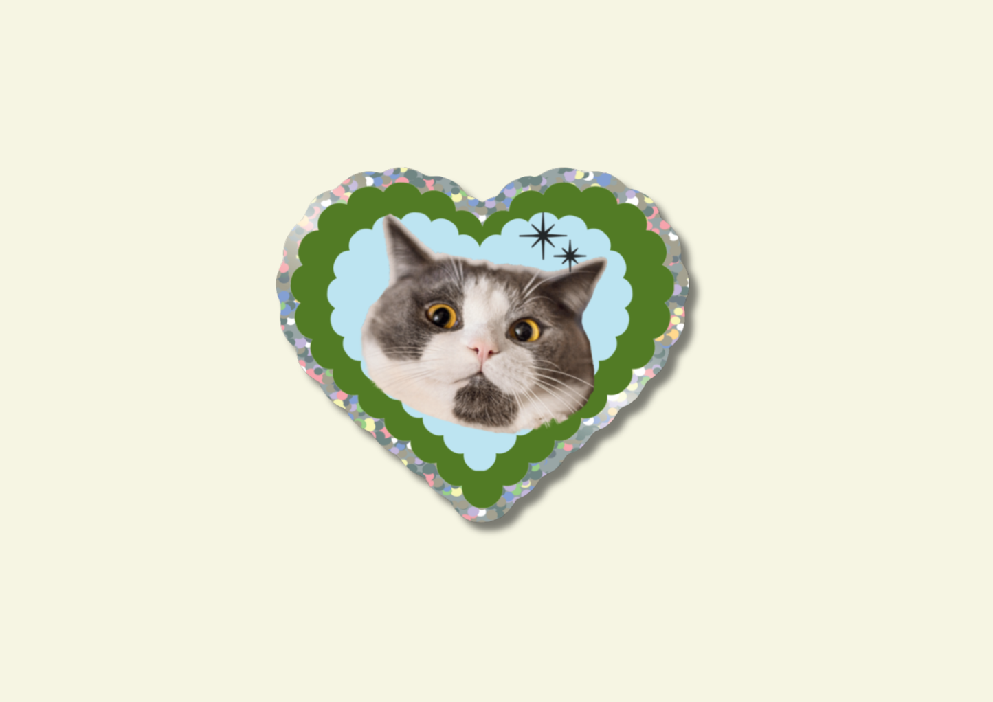 Love Cat Glitter Vinyl Sticker 