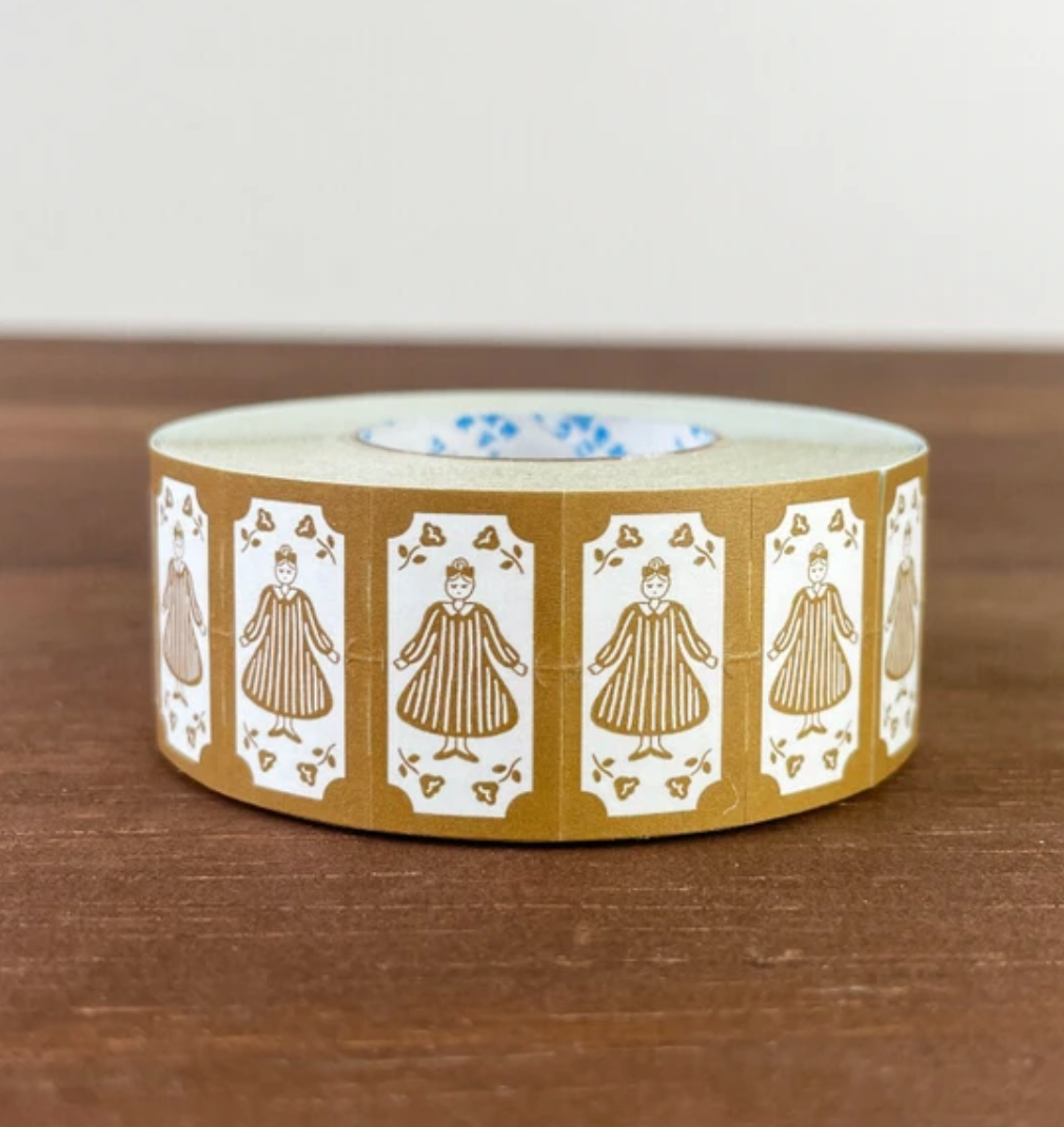 Merle Retro Brown Label Sticker Roll