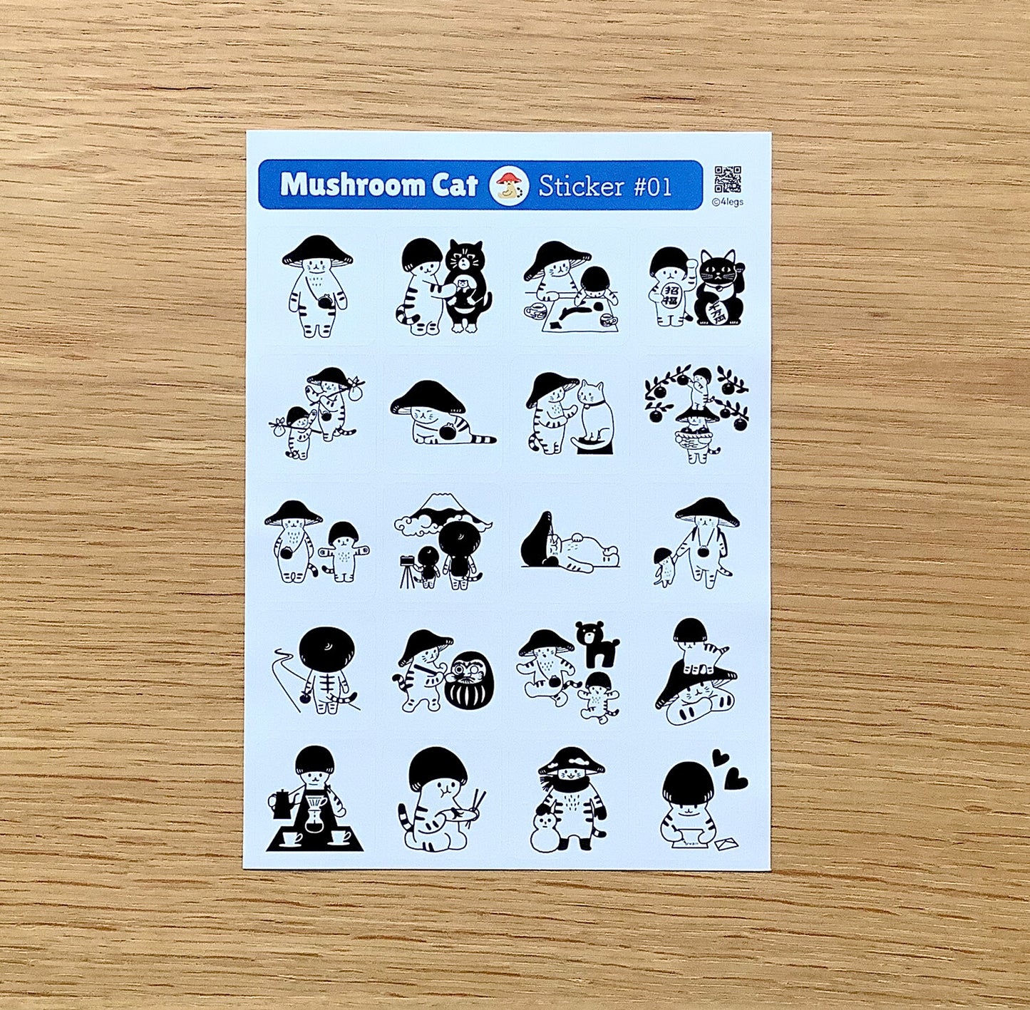 Mushroom Cat Stickers 01