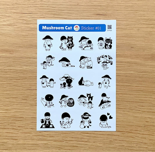Mushroom Cat Stickers 01
